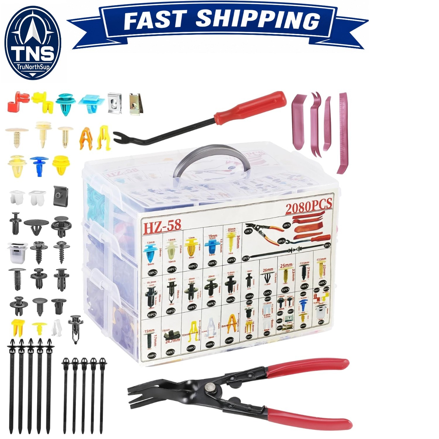 2080Pcs Car Fasteners Kit Nylon Rivets Clips Remover Tool Universal Fit for T…