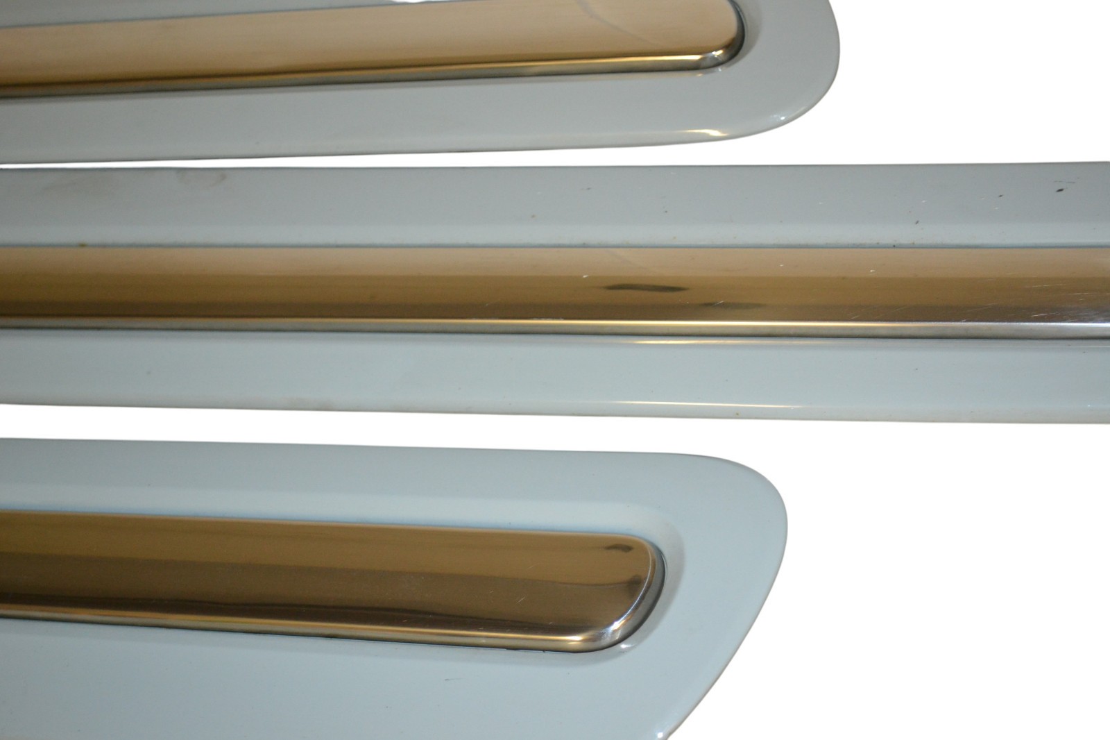 14-17 FIAT 500 LEFT RIGHT REAR FRONT DOOR MOLDING TRIM SET OF 4 OEM BLUE CHROME