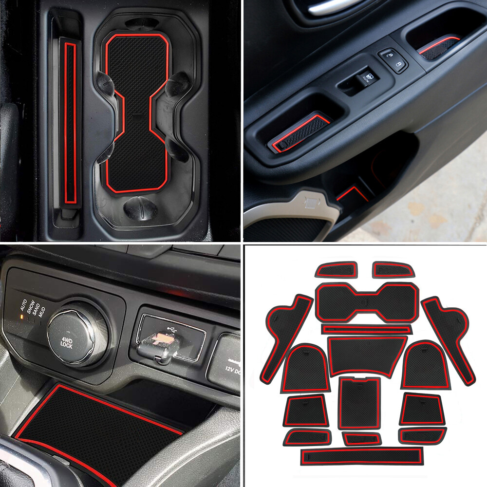 16pcs Silencer Pad Door Mats Gate Slot Red Accessories For Jeep Renegade 2018-22