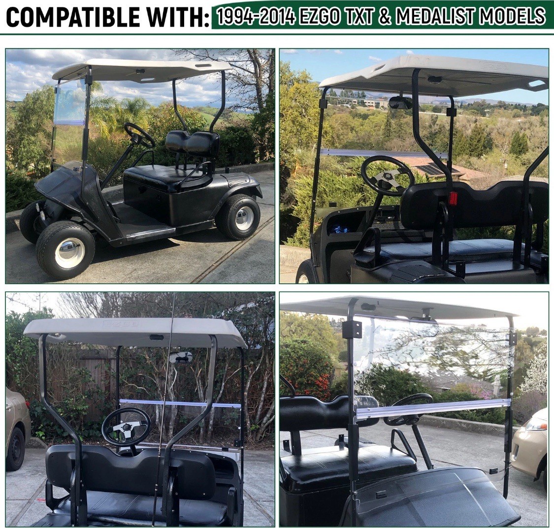 ✅ 95-13 EZGO TXT, DCS, PDS Drive-up Golf Cart Clear Windshield 74910-G01
