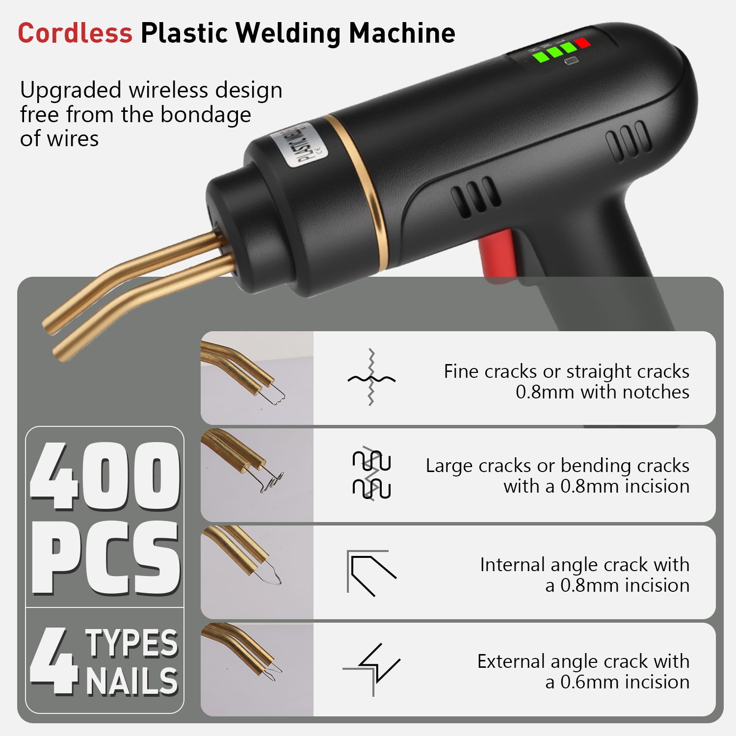 Plastic Welder Kit Soldering Hot Stapler Bumper Repair Welding Gun w 400 Staples