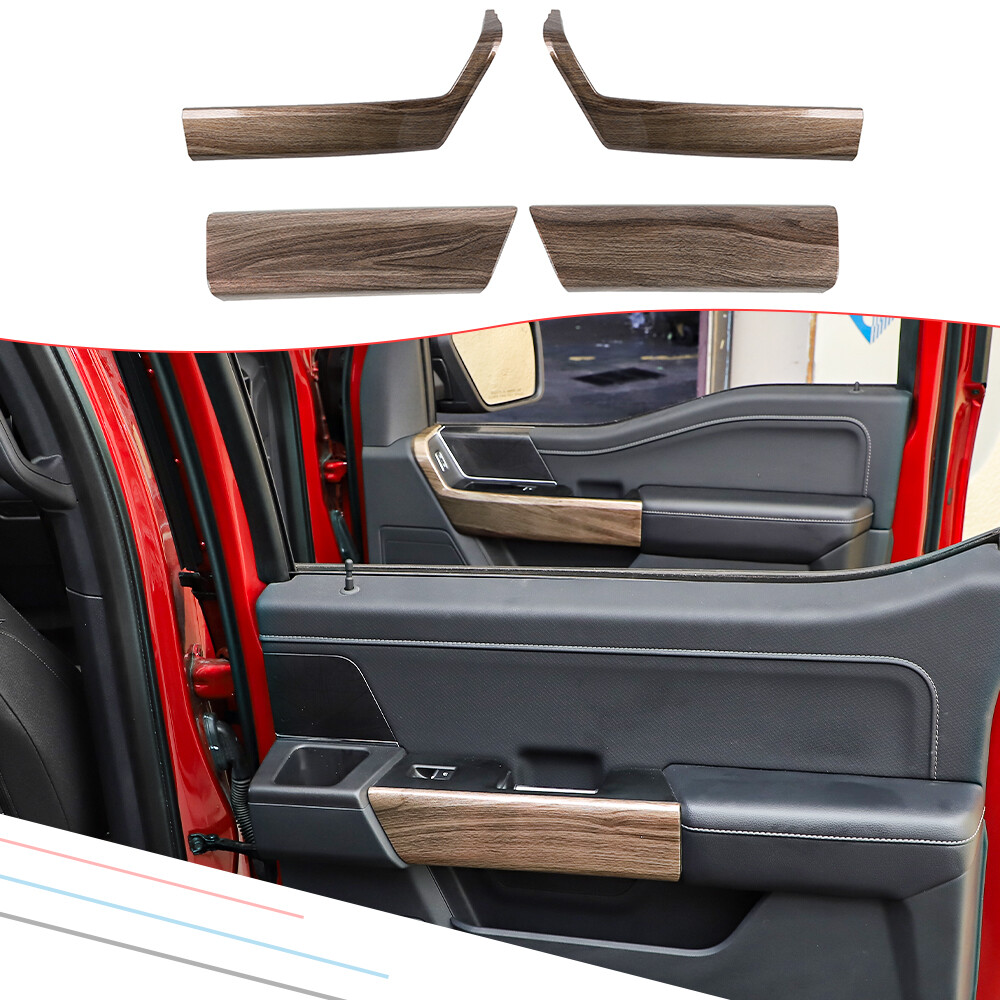 Interior Front/Rear Door Handle Panel Cover Trim For Ford F150 2021+ Wood Grain