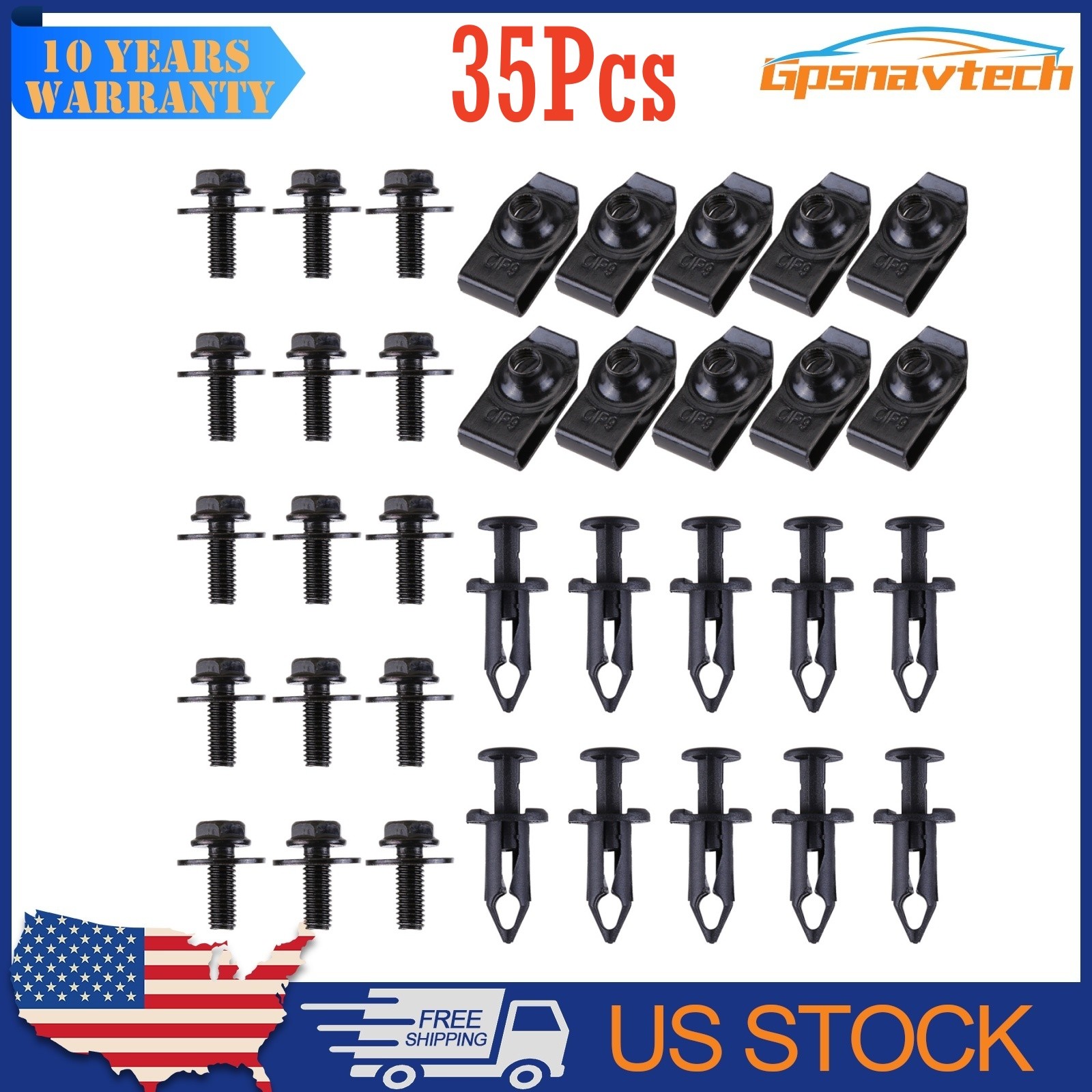 35pcs Engine Under Cover Splash Shield Guard Body Bolt U-nut Clips Fastener New