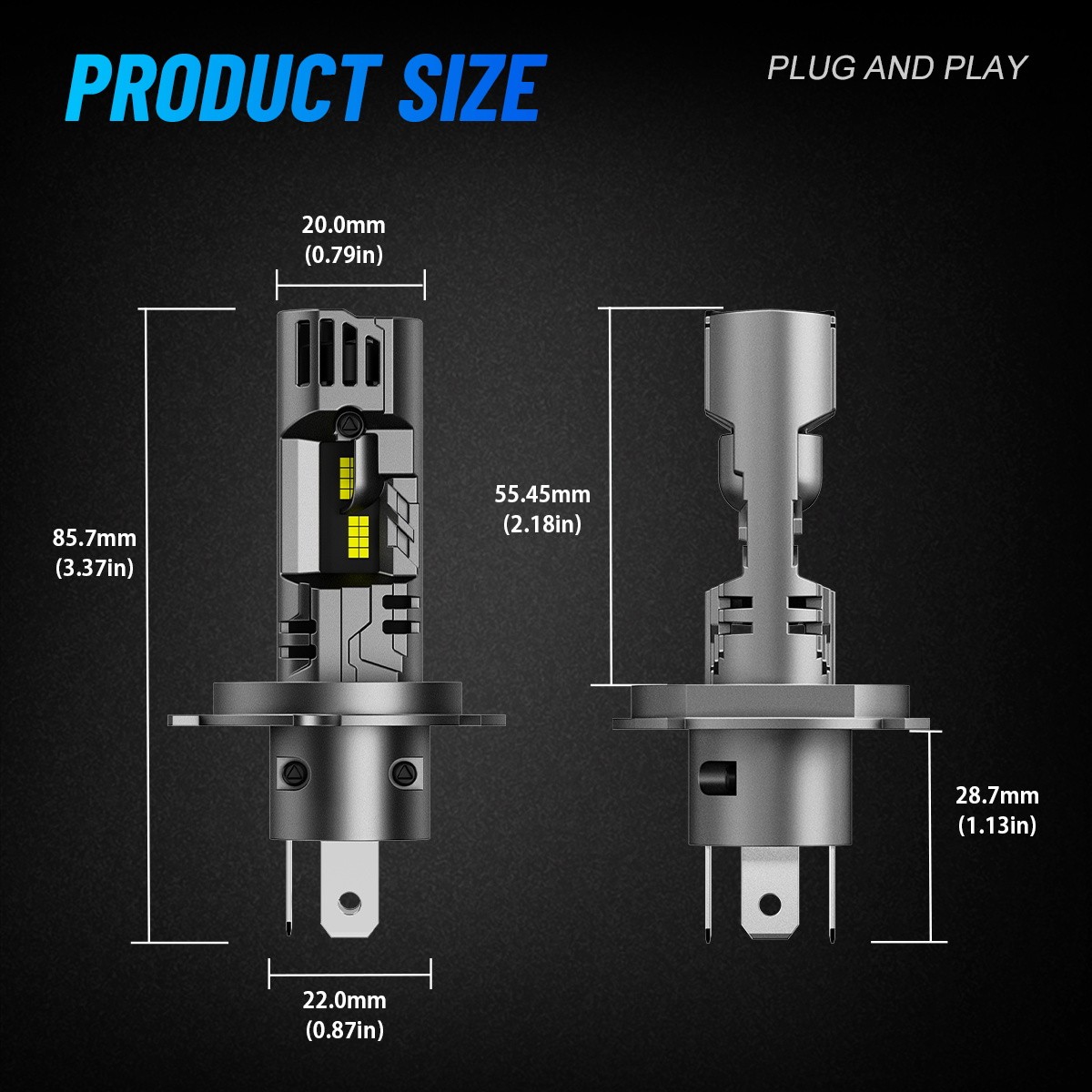 NOVSIGHT H4 H7 H11 9005 9006 LED Headlight Bulbs Super Bright 6500K 100W 24000LM