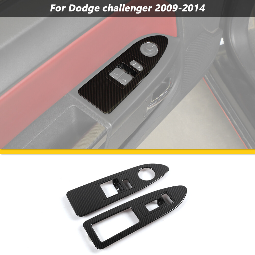 2x Carbon Fiber Window Lift Switch Panel Trim Frame For Dodge Challenger 09-14