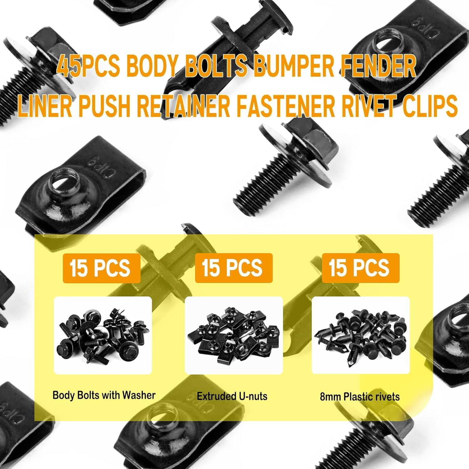 45PCS Universal Style Engine Under Cover Splash Shield Guard Body Bolts Bumper.