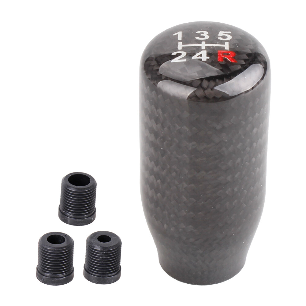 BLACK RACING ALUMINUM CARBON FIBER MANUAL MT GEAR SHIFT SHIFTER KNOB 5/6 SPEED