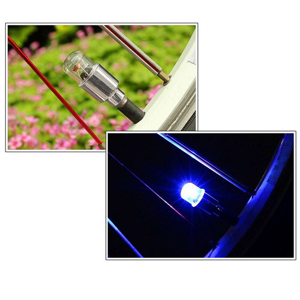 4x Car Tire Air Valve Stem Blue LED Light Caps Cover Auto Exterior Accessories