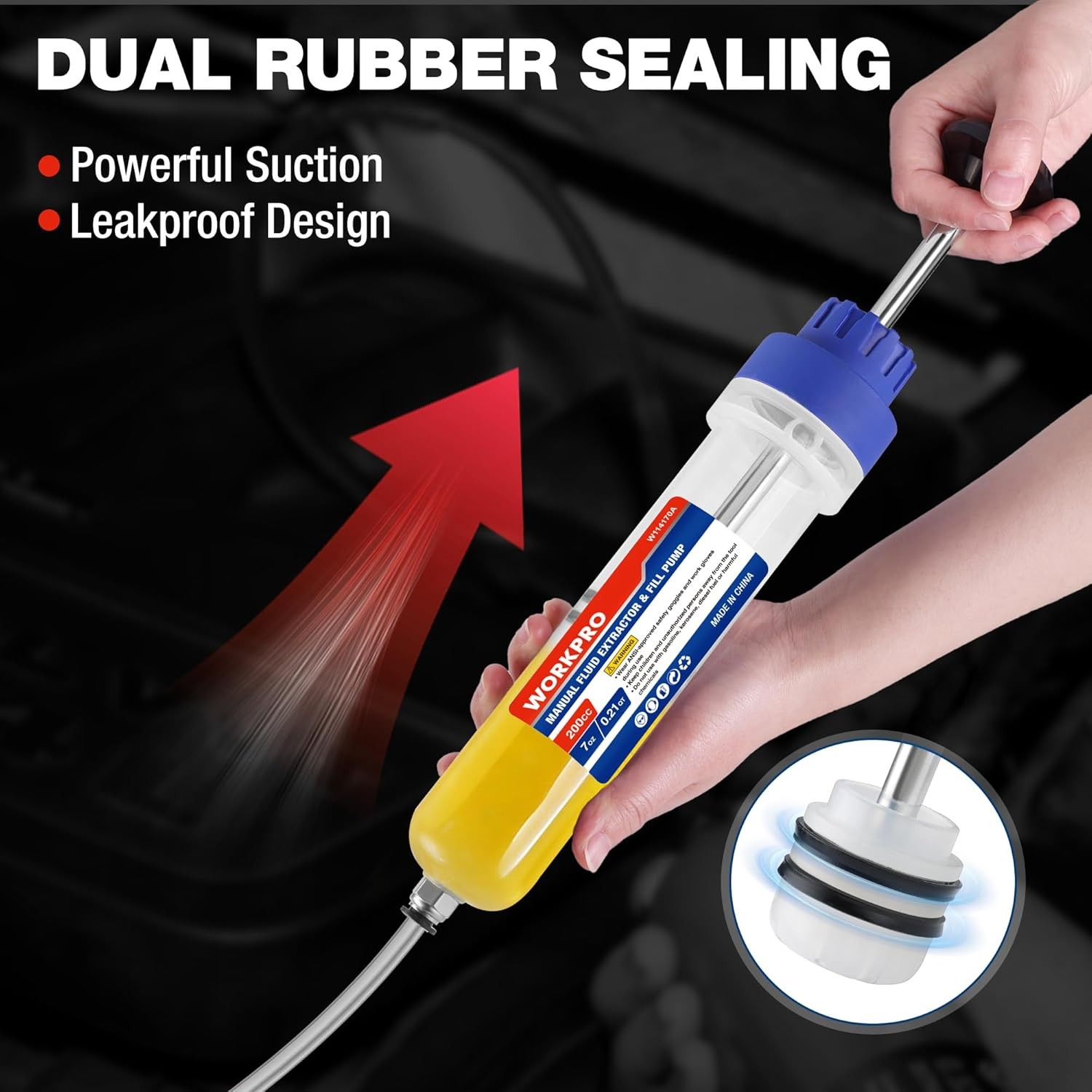 WORKPRO 200CC Manual Fluid Fill Pump Extractor Multi-Purpose Oil Syringe Suction