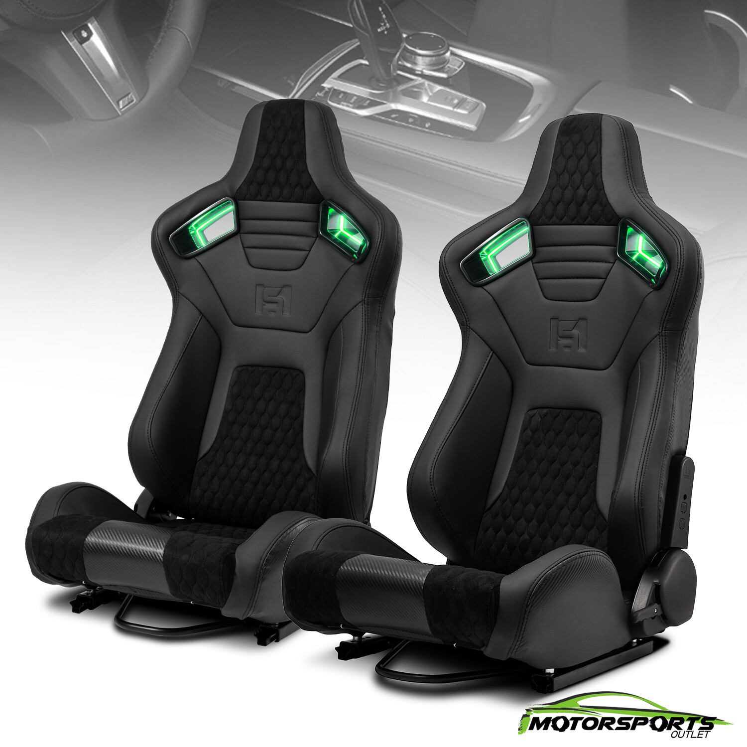 [Noen Racer Series] Reclinable Univeral PVC Leather Racing Seats Car Seats Pair