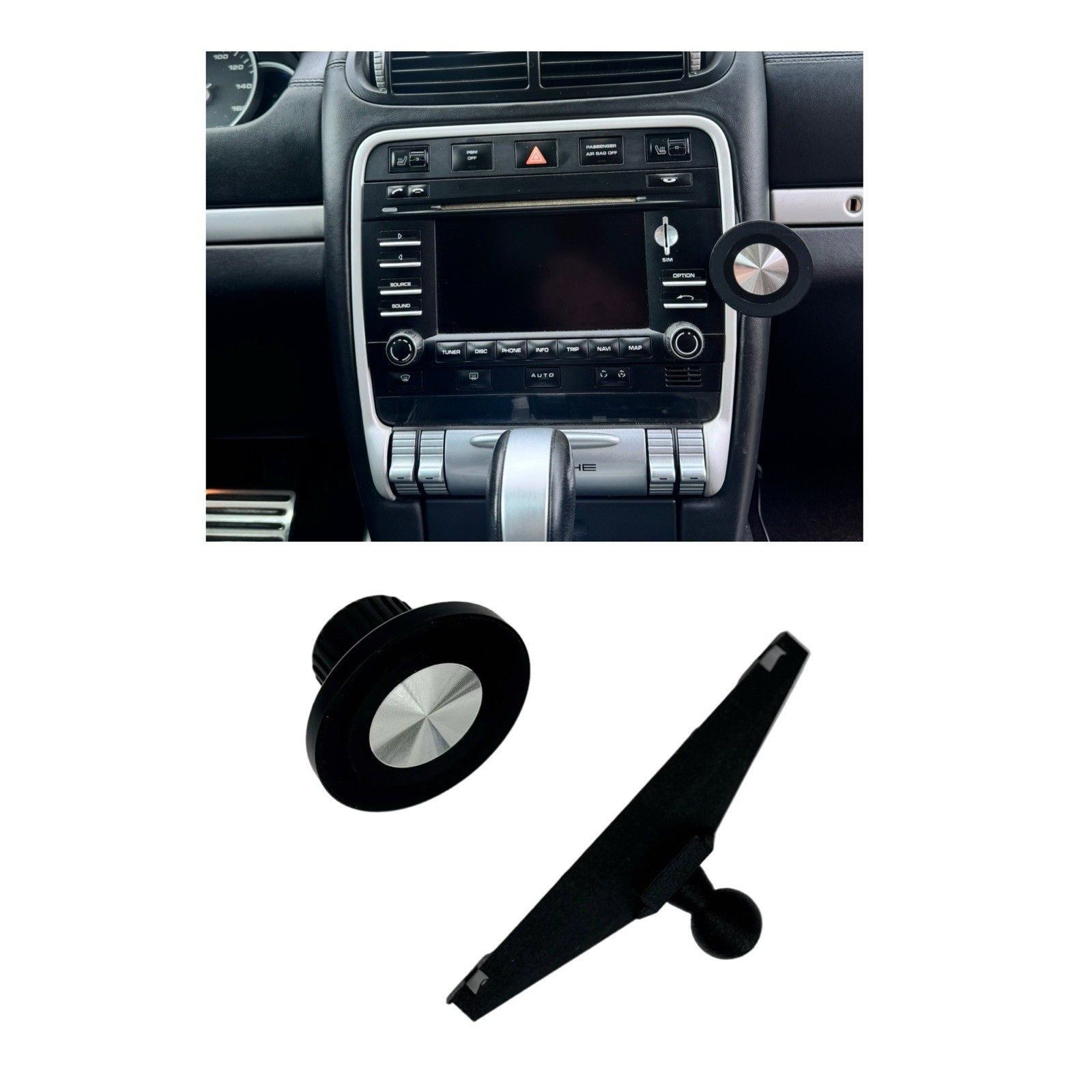 Porsche Cayenne 955 957 Dash Radio Phone Mount 2003–2010 – Mag Safe- Carbon F
