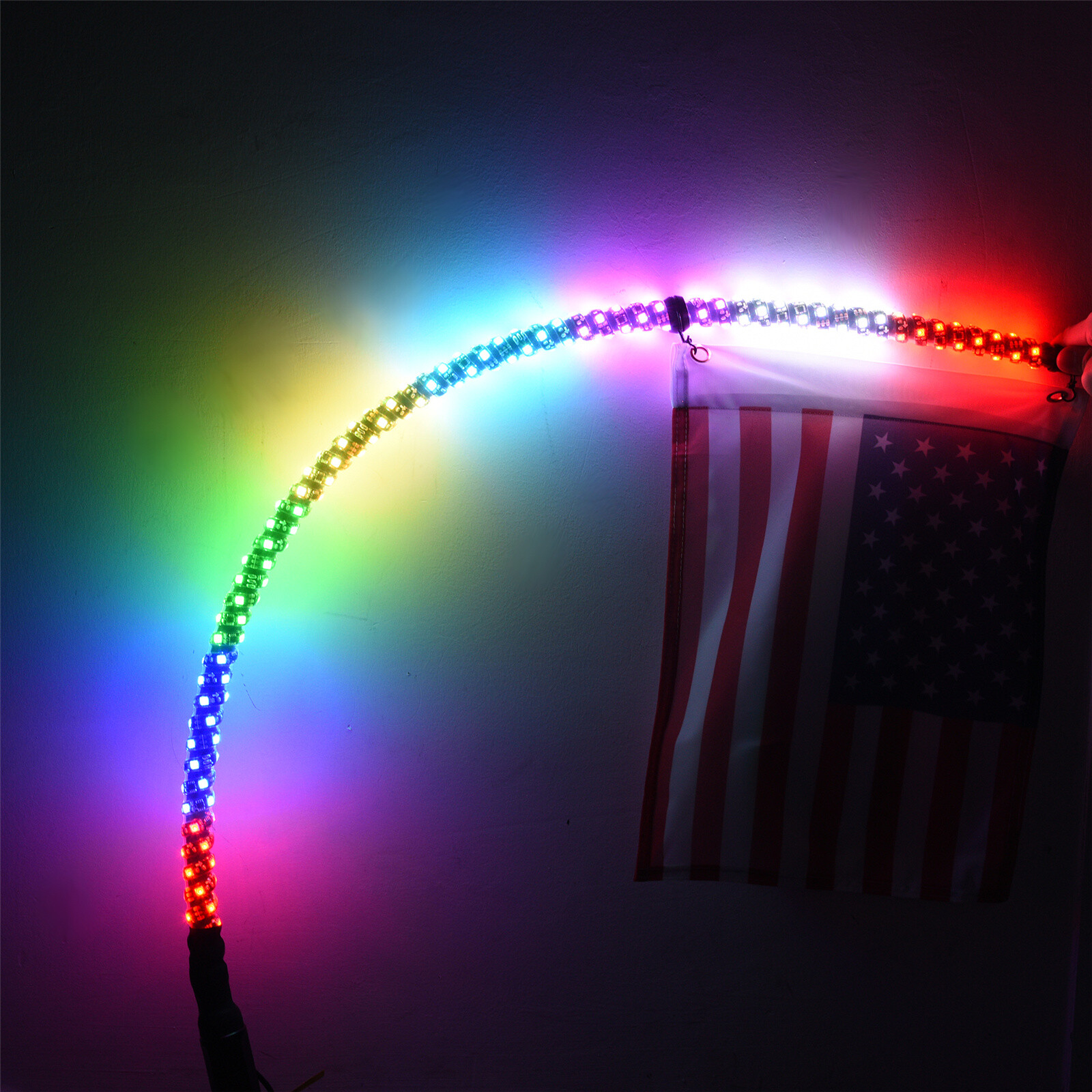 2pcs 1FT COB Fat Whip Light,RGB+IC Chasing Antenna Whips for ATV UTV SXS RZR