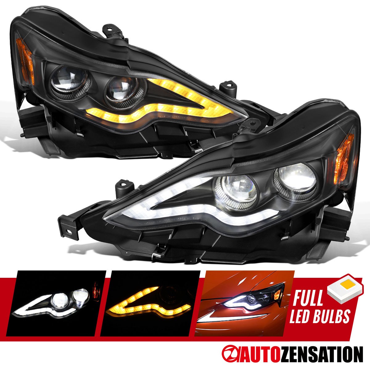 Fit 2014-2016 Lexus IS250 IS350 Black Full LED Projector Headlights Lamps 14-16