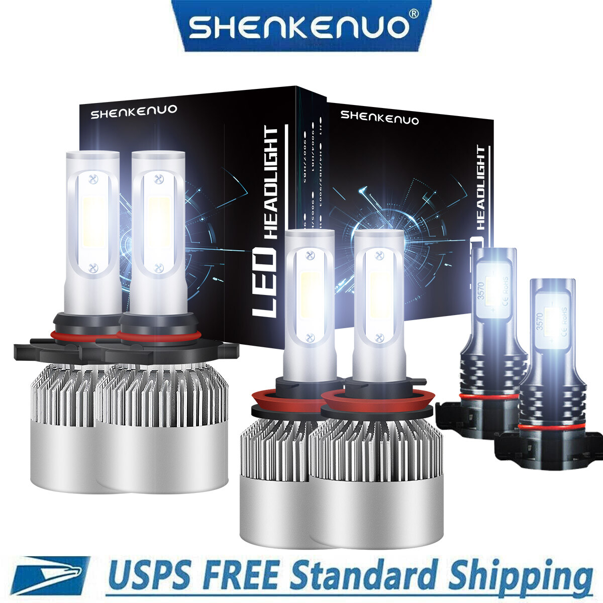 6X COB LED Headlight+Fog Light Set White 6000K Bulb FIT For Dodge Durango2011-13