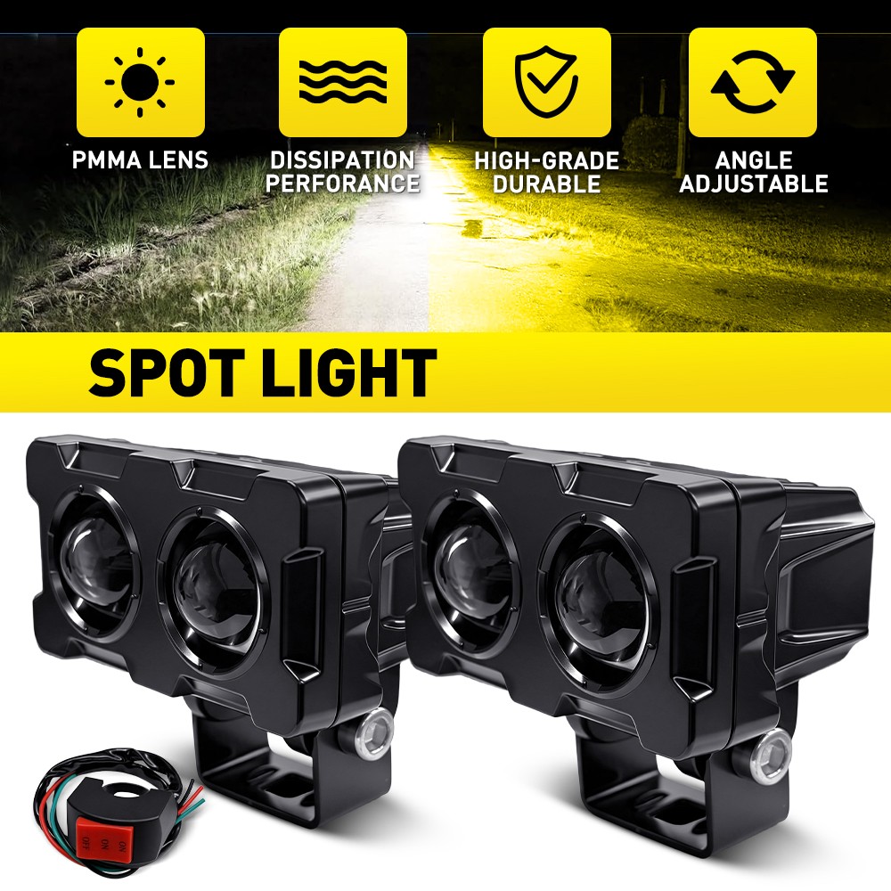 2X 3″ LED Work Light Amber White Cube Pods Spot Flood Driving Fog Lamp Offroad