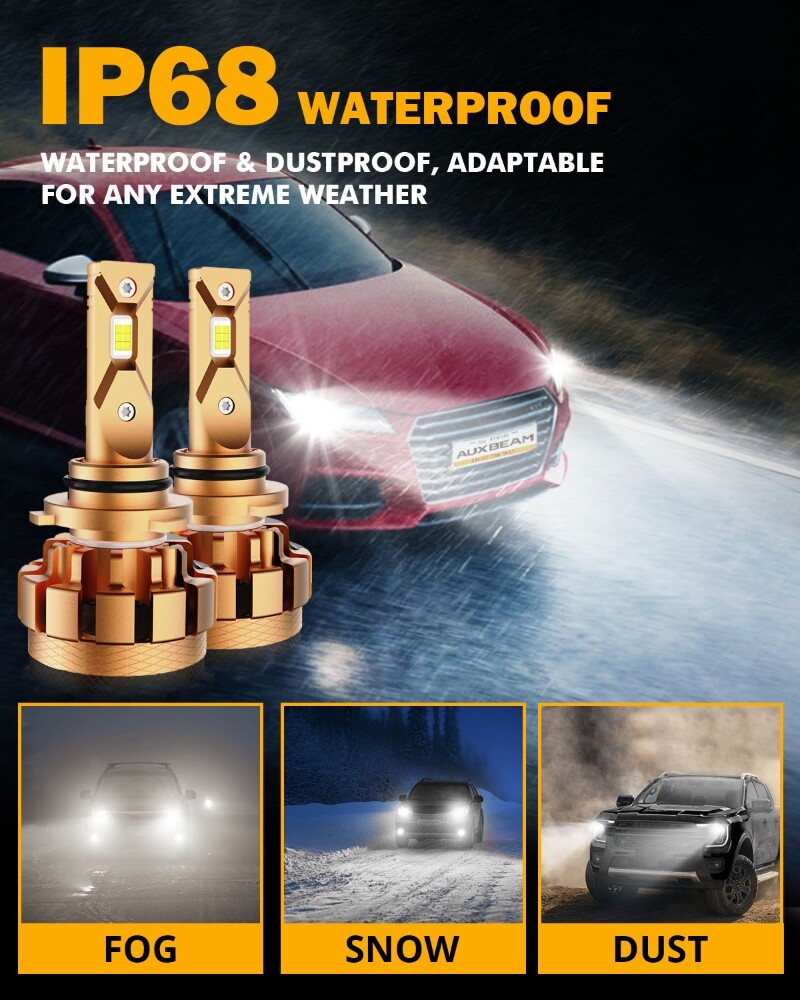 AUXBEAM F-16plus 9006 LED Headlight Bulbs Kit Low Beam White Super Bright 6000K