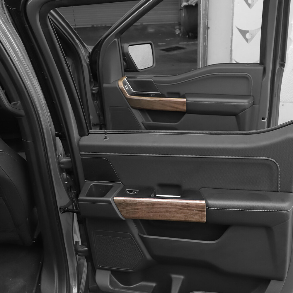Interior Front/Rear Door Handle Panel Cover Trim For Ford F150 2021+ Wood Grain