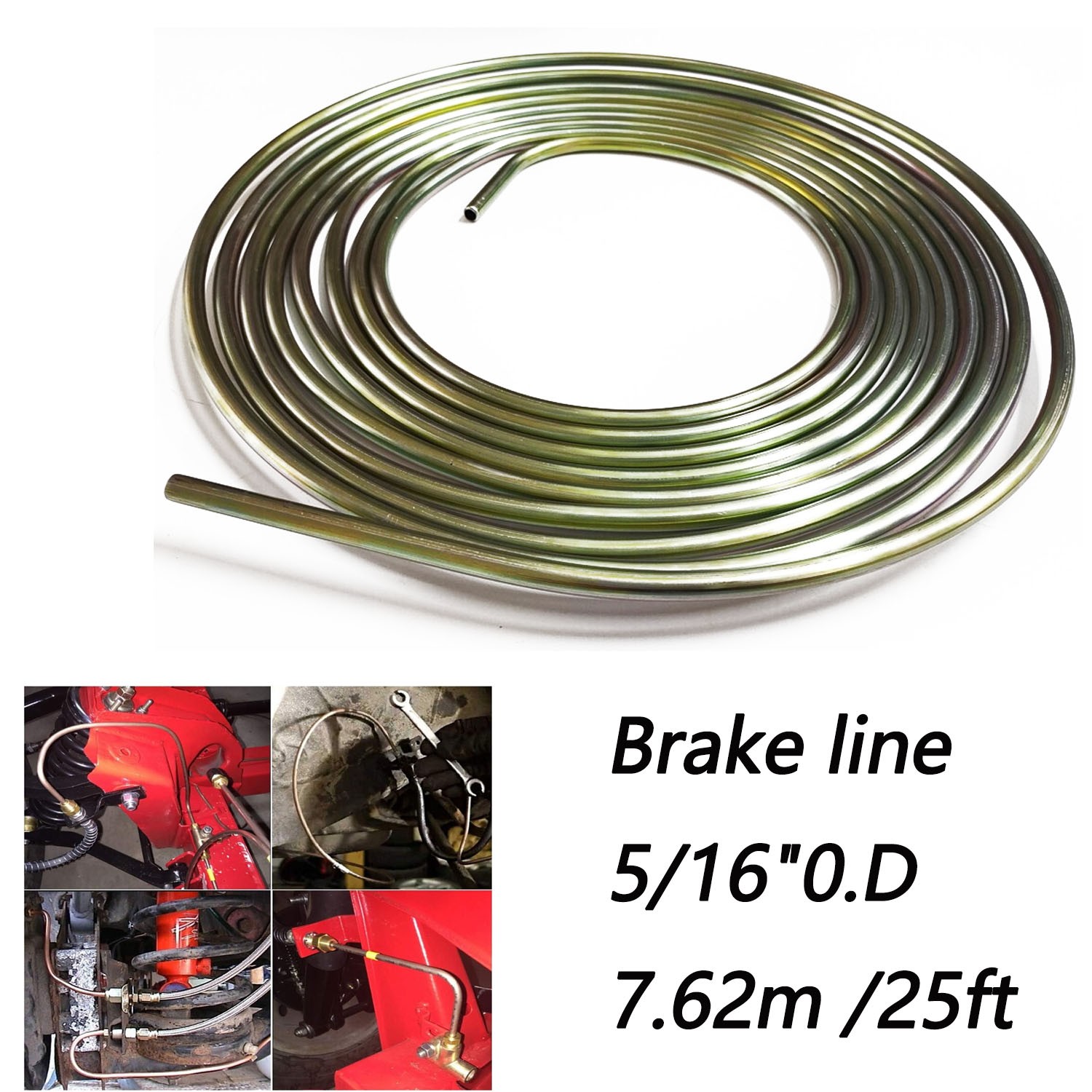 1X Car Brake Fuel Trans Line Tubing 5/16″OD Iron Zinc Plating 25 Feet Roll Coil