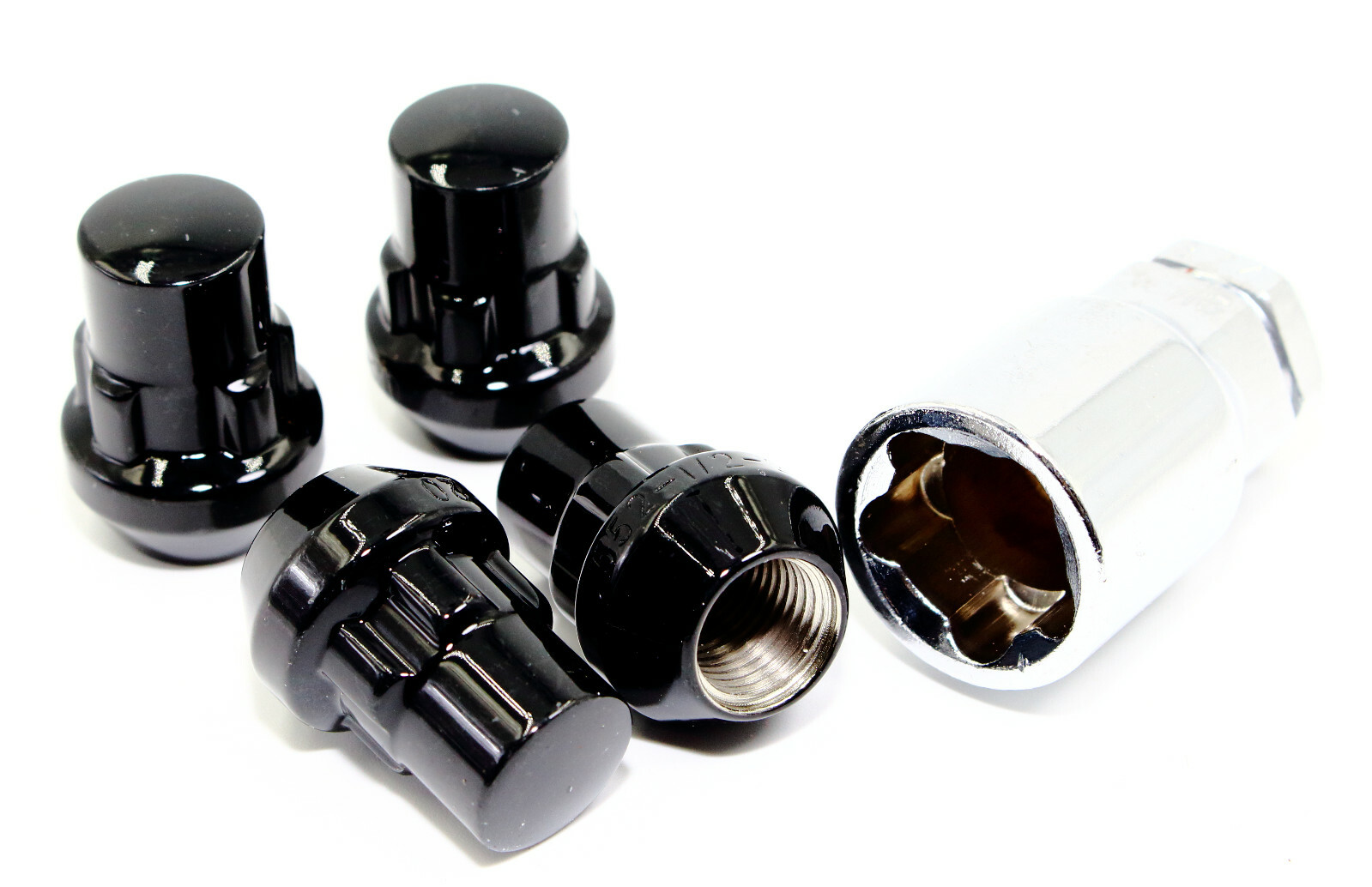 4 12×1.5 1.40″ Gloss Black Acorn Wheel Locks Honda