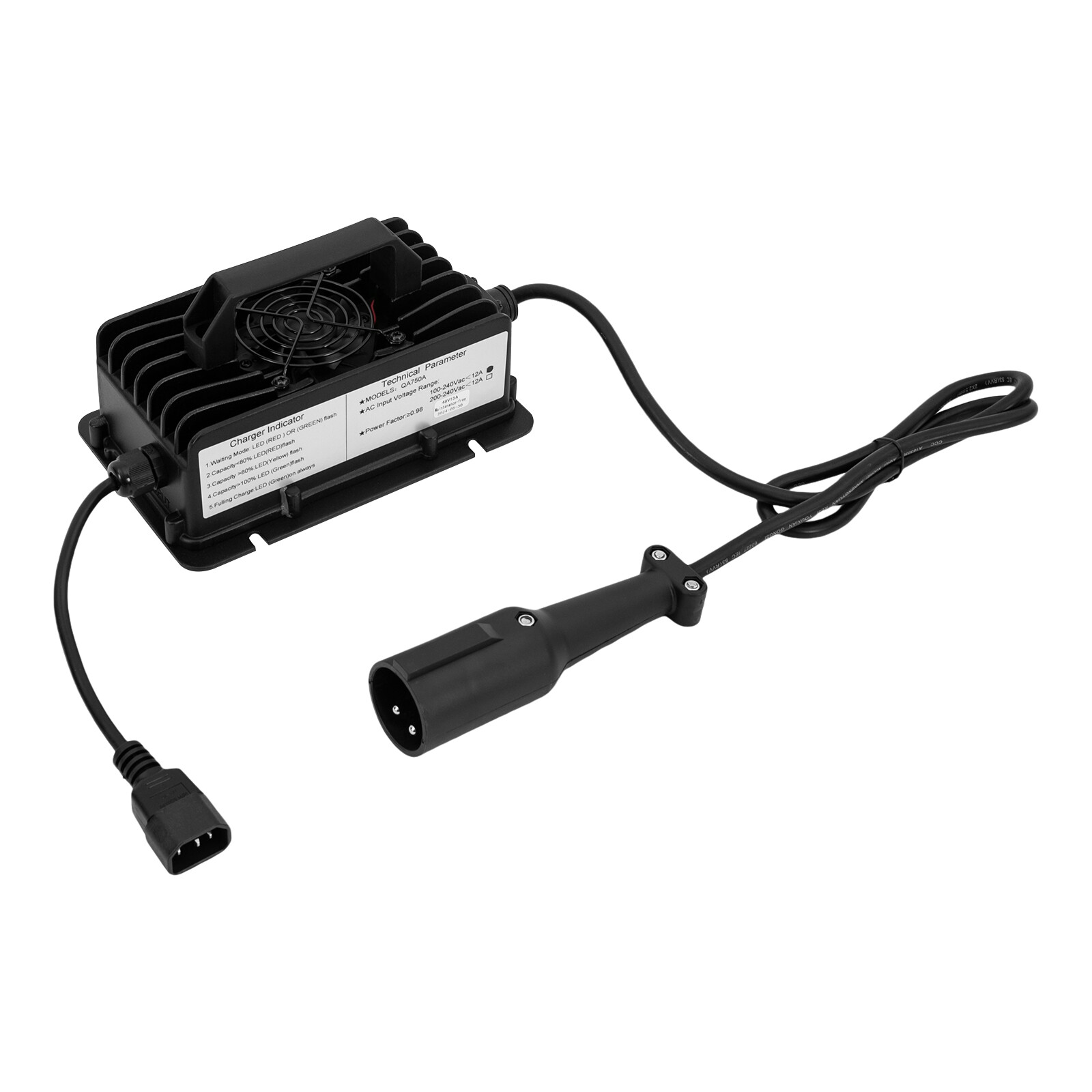 48V 15Amp Golf Cart Battery Charger With Power Cable Three-Stage Charging New