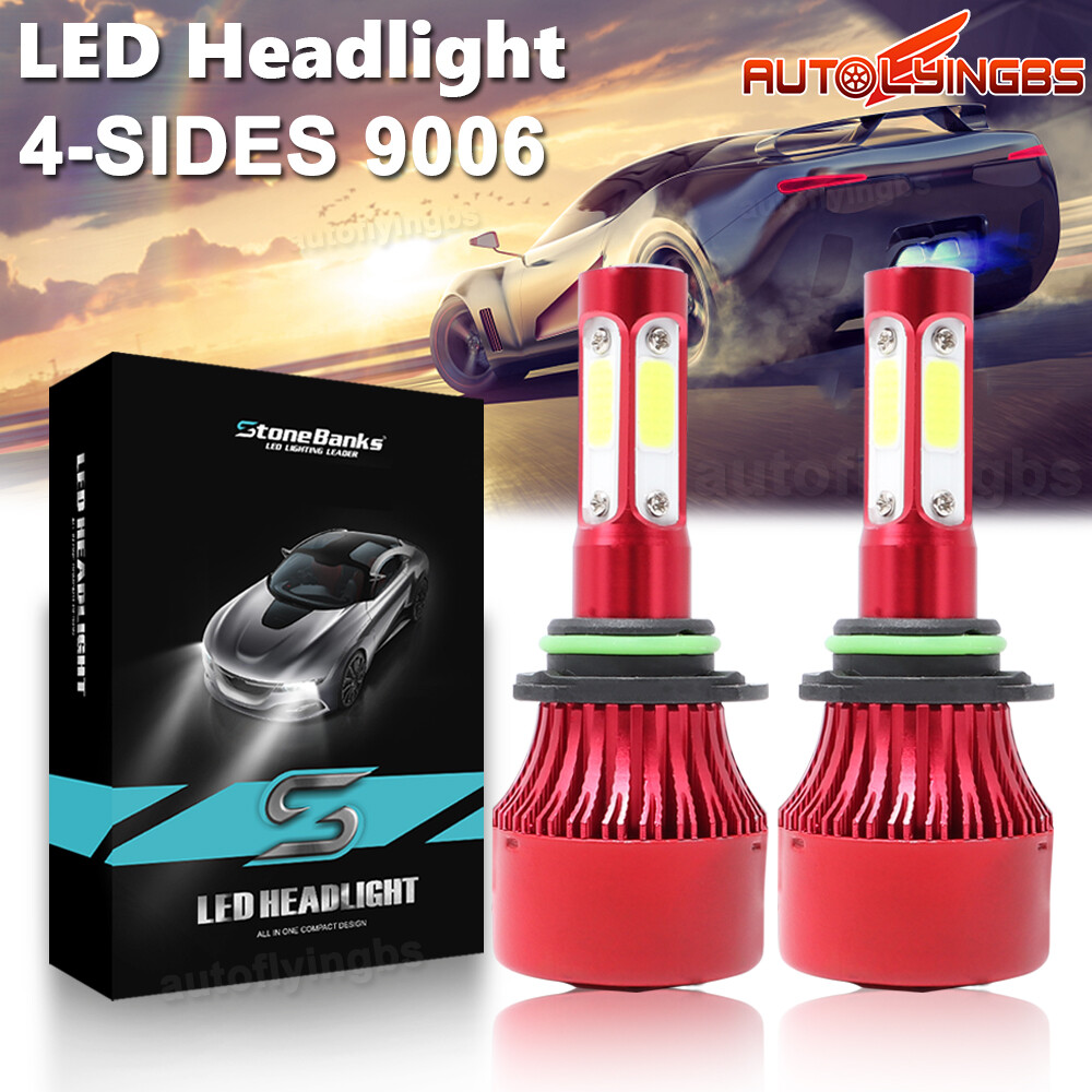 Pair 4SIDE LED Headlight Kits Low Beam Bulbs 9006 HB4 6000K Clear Cool White