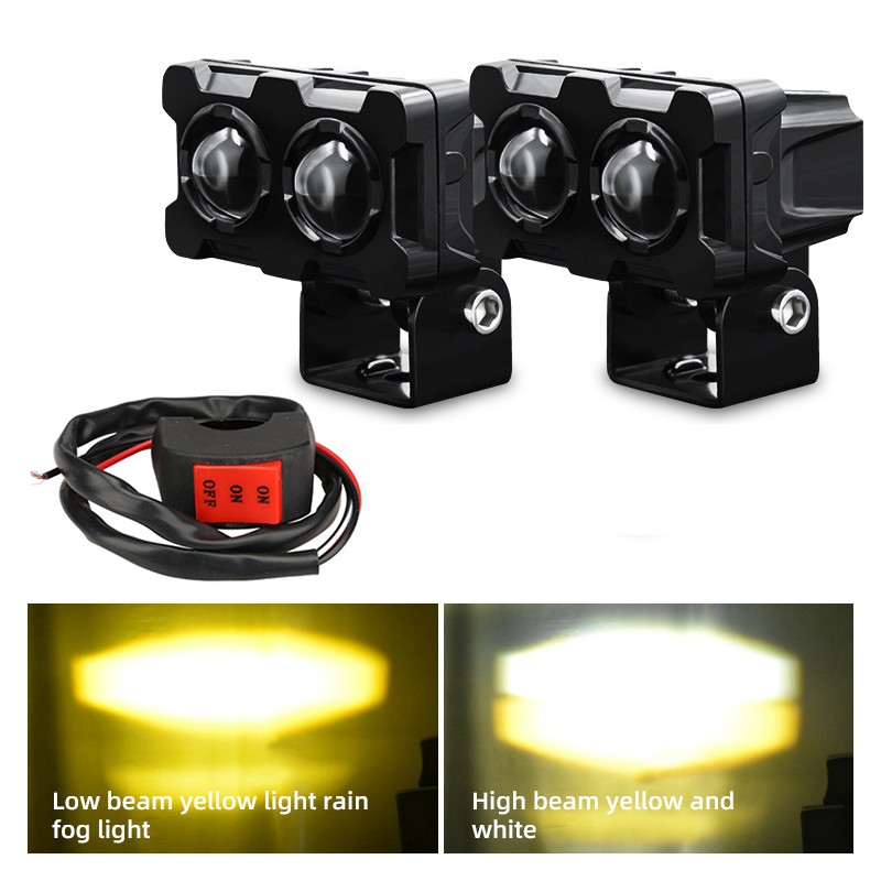 2Pack 3inch LED Work Light Amber White Cube Pods Spot Flood Driving Lamp Offroad