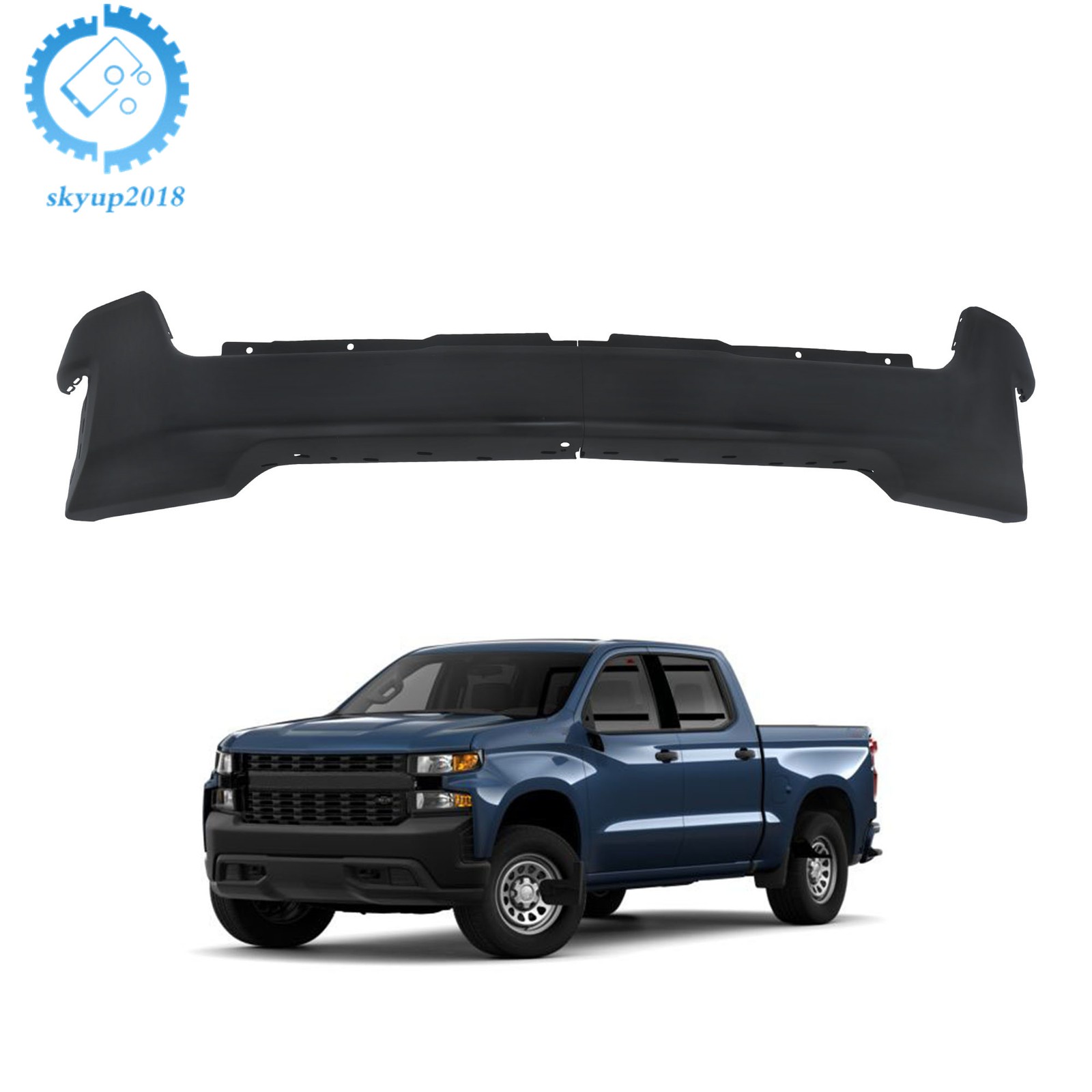 Split Front Bumper For Chevrolet Silverado 1500 19-22 W/o Sensor Holes 84588804