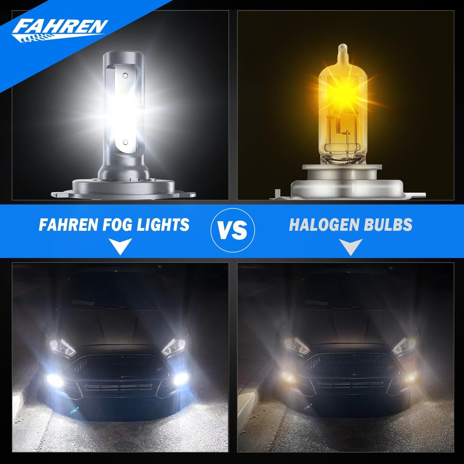 Fahren 2x H4/9003/HB2 LED Headlight 90000LM High/Low Light Bulbs Kit 6500K White