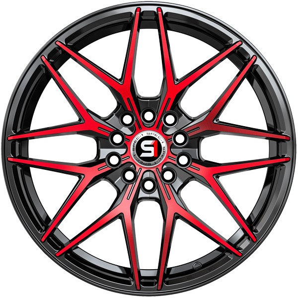 (Set of 4) Spec-1 SP-60 17×7.5 5×112/5×4.5″ +42mm Black/Red Wheels Rims 17″ Inch