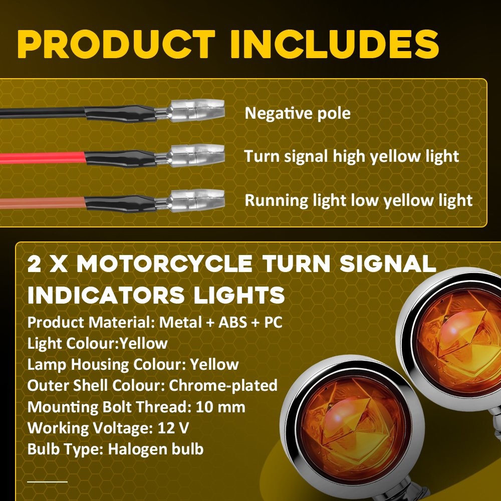 Motorcycle Halogen Turn Signal Blinker Light Indicator Amber 10mm Universal2-20X
