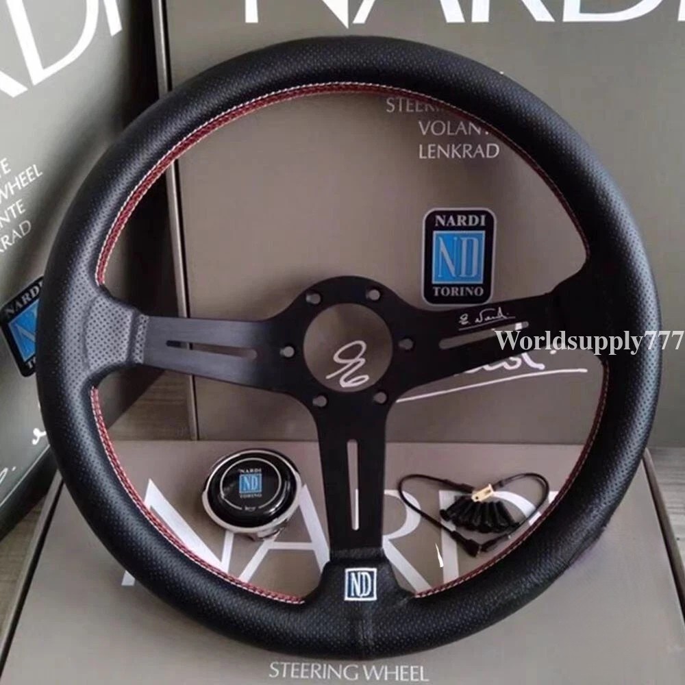 NARDI 350mm 14′ Perforated Leather Mid-deep 66mm2.6′ Racing Sport Steering Wheel