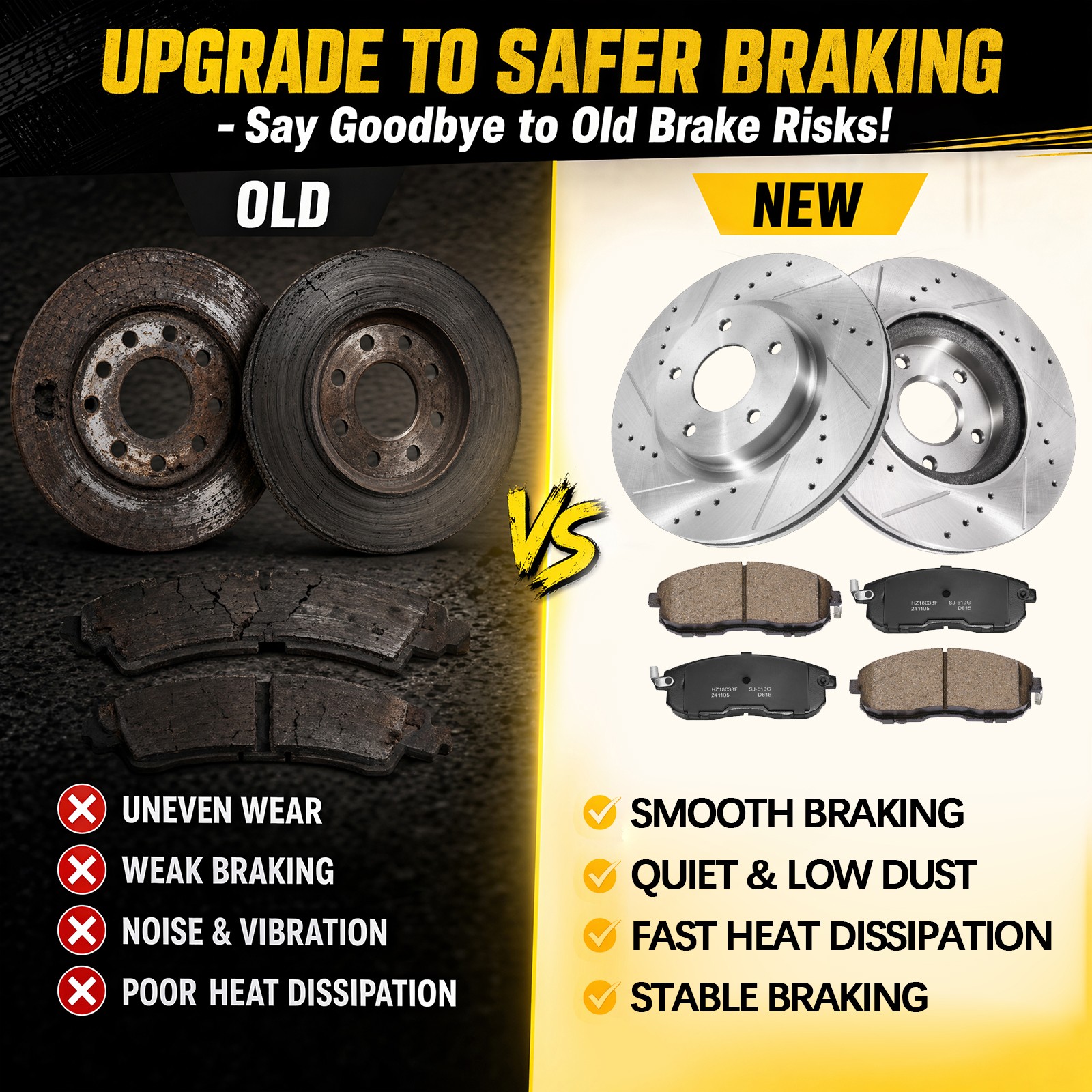 For 2007 – 2013 Nissan Altima Front Drilled Slotted Rotors Ceramic Brake Pads US