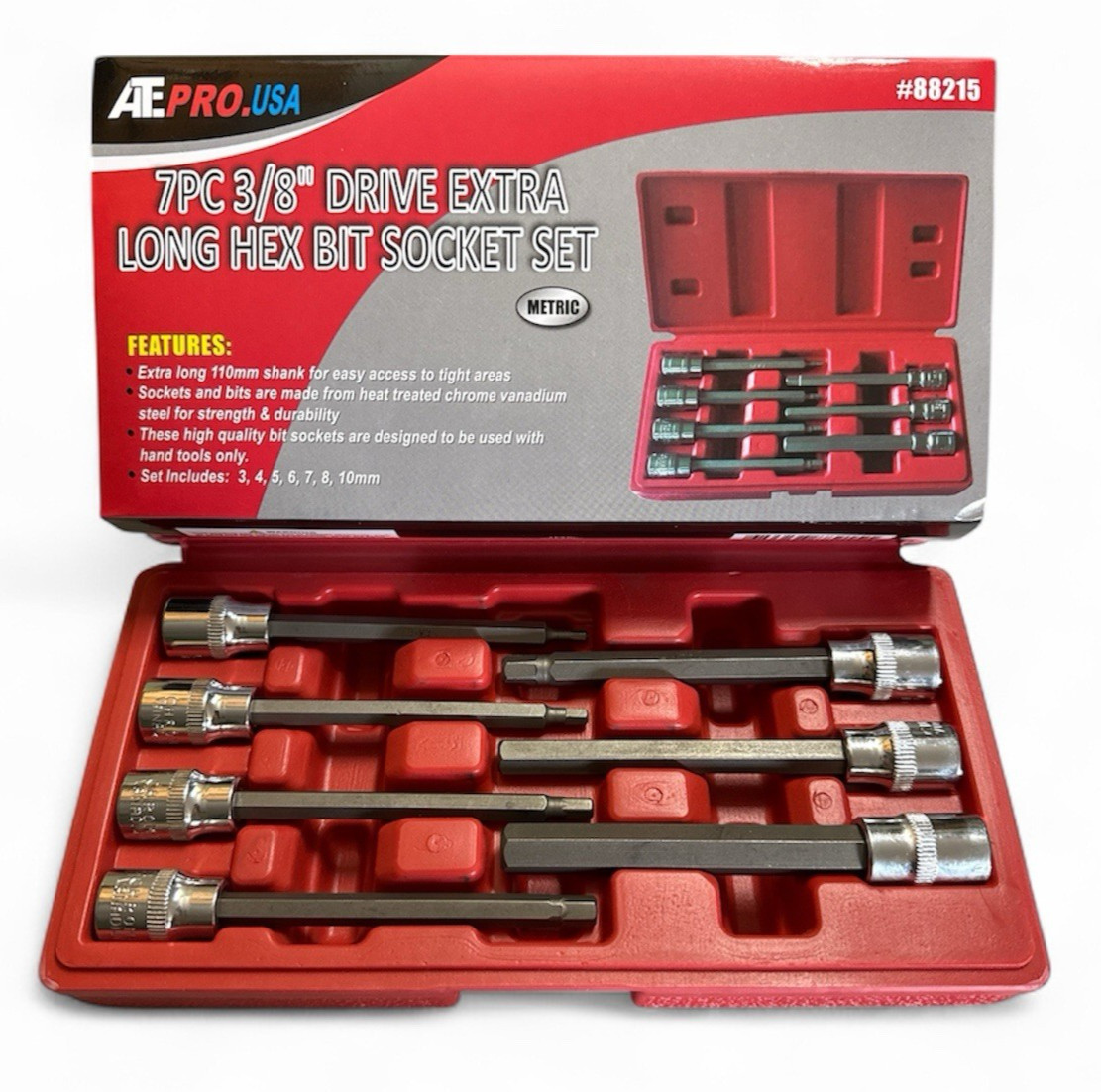 ATE Pro 7pc 3/8″ Drive Extra Long Hex Bit Socket Set 88215 Metric