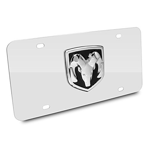 RAM 3D Logo Chrome Stainless Steel License Plate, Made in USA Lifetime Warrantry