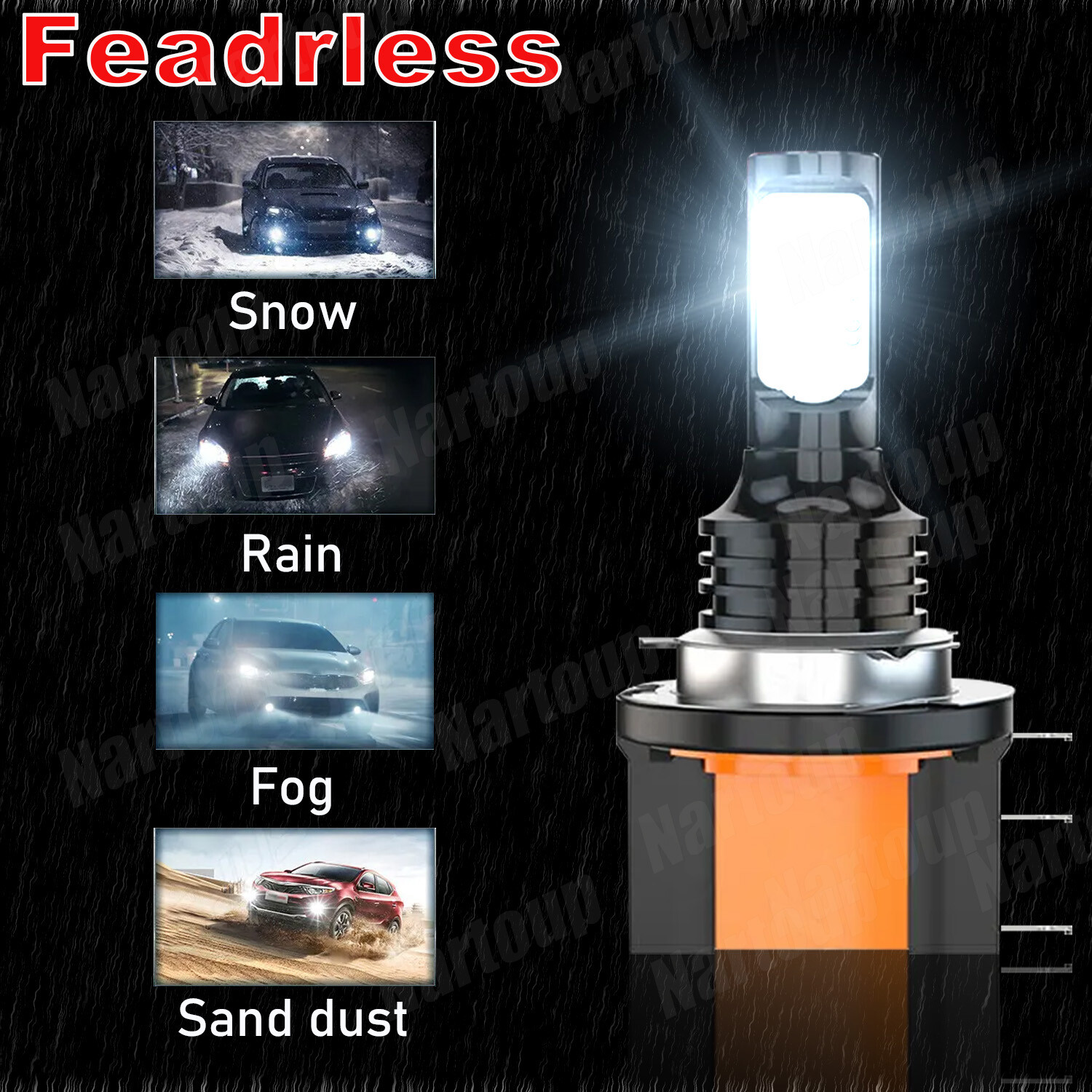 2PCS H15 Led Headlight Bulb Canbus Error Free High Beam DRL CSP 120W LD2261