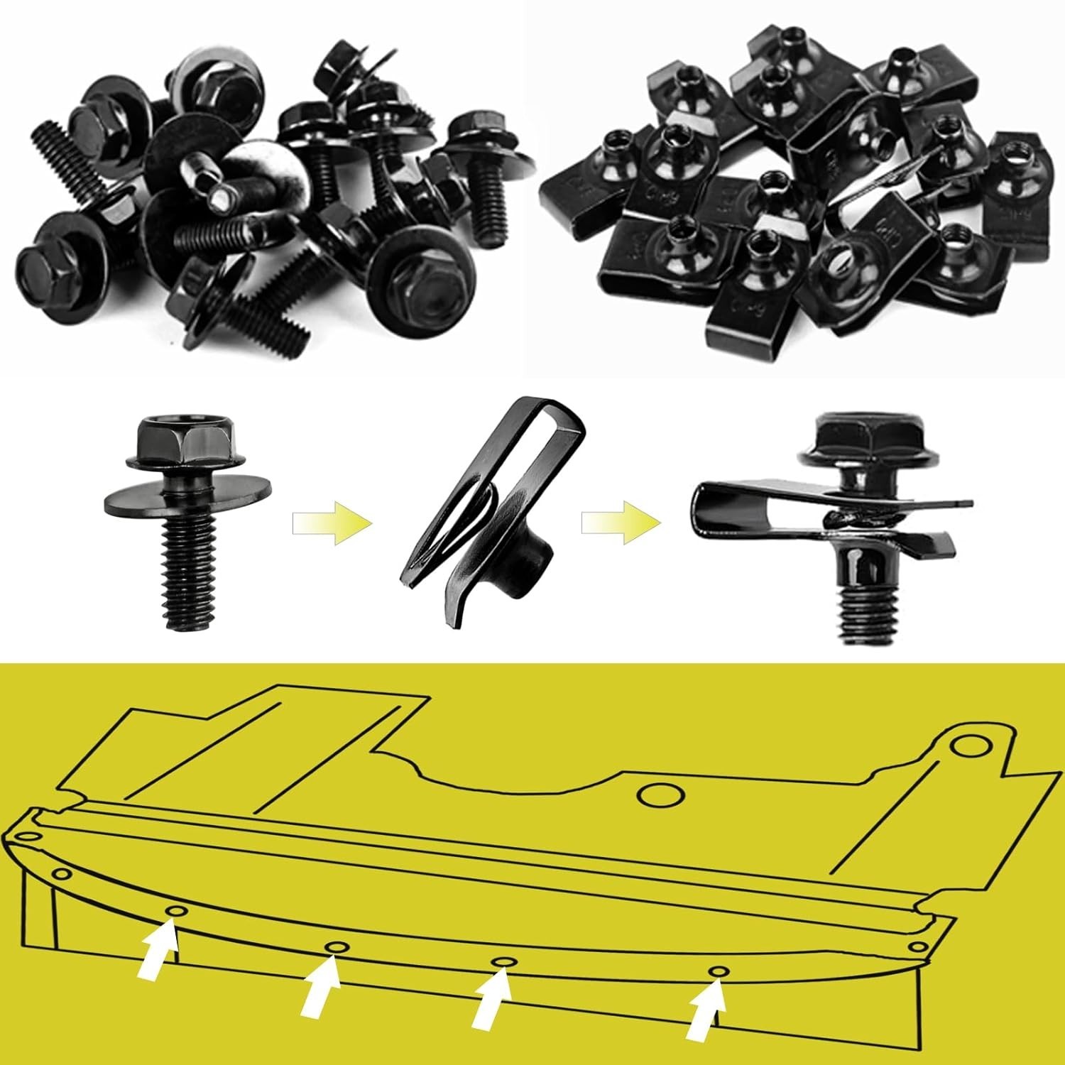 Universal 45PCS Engine Under Cover Splash Shield Fasteners – Durable Metal Clips