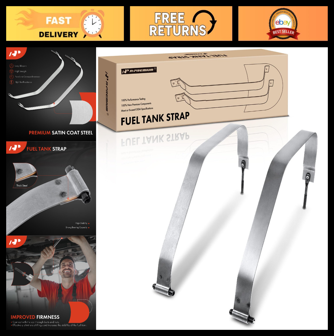 2Pcs Fuel Tank Straps for Jeep TJ/Wrangler 1997-2006, Rustproof & Durable Fixati