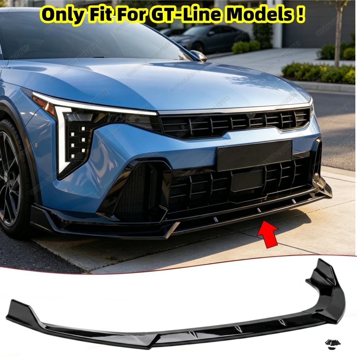 Gloss Blk Front Lip Splitter Fit For KIA K4 2025-26 Only GT-Line/Hatchback/Sedan