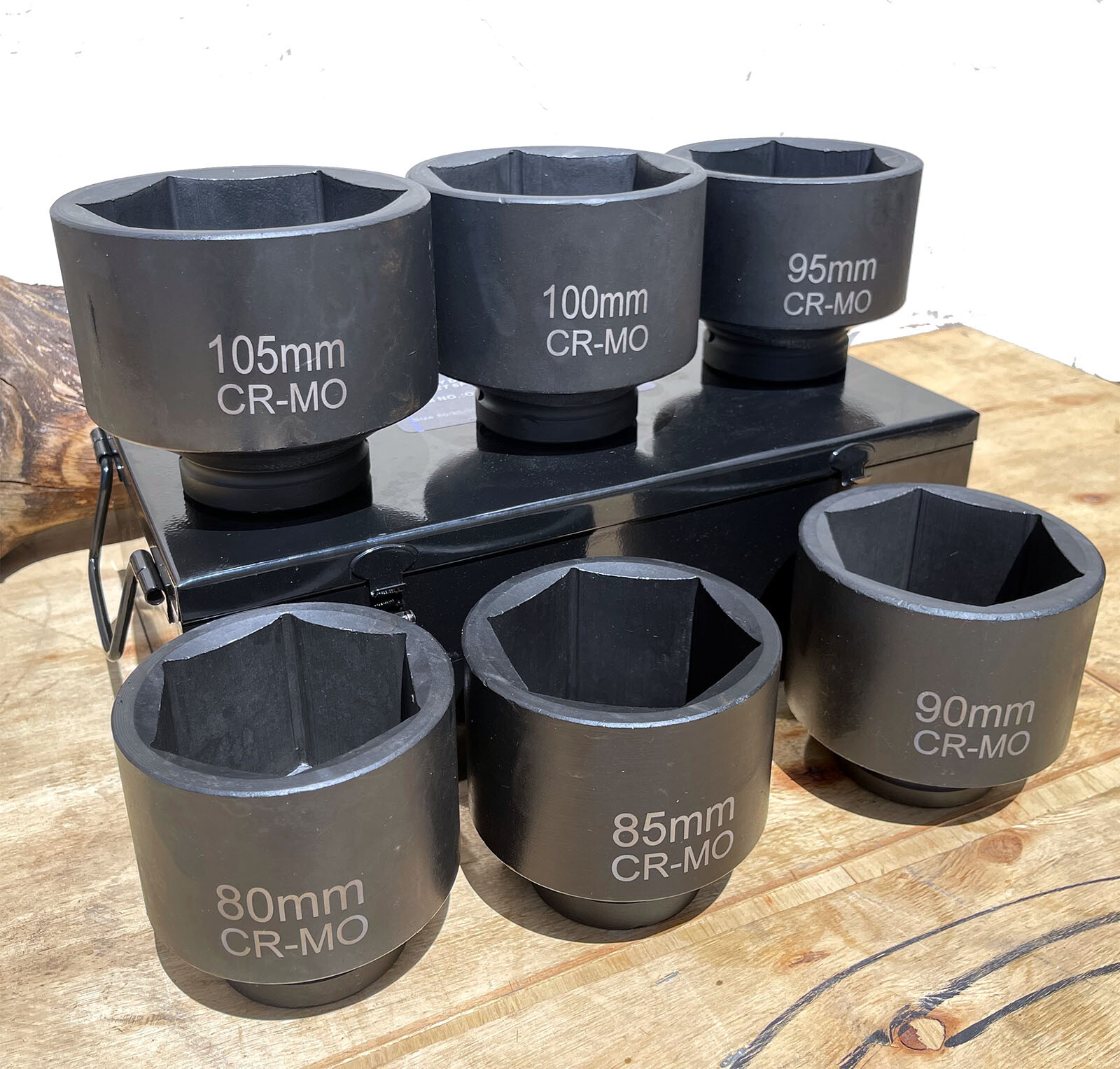 6Pcs 1″ Dr. 6pt Metric Jumbo Shallow Impact Sockets Set 80 85 90 95 100 105mm