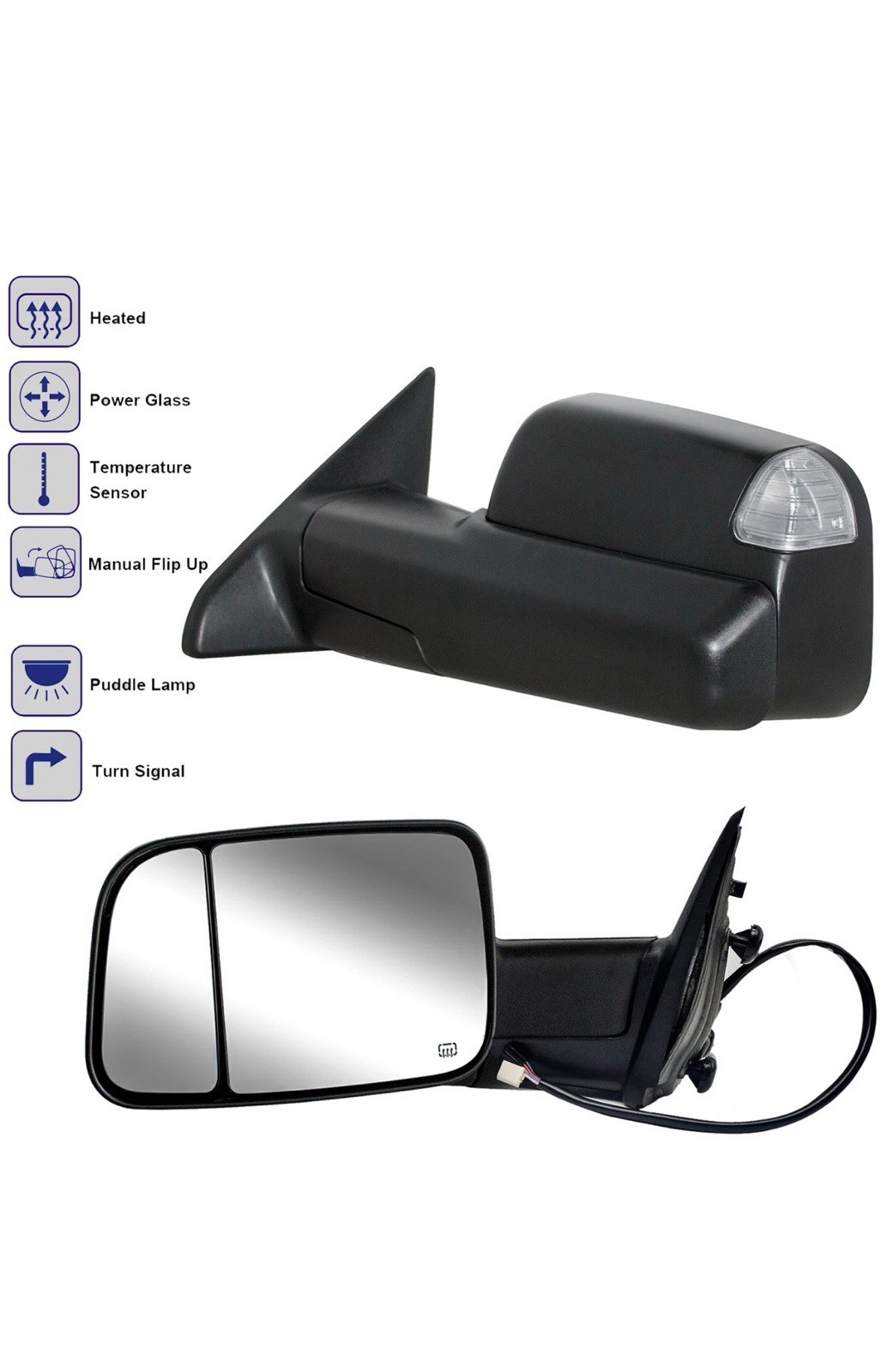 Tow Mirrors Fits 2019 2020 2021 2022 2023 Ram 1500 Classic Power Heated Sensor