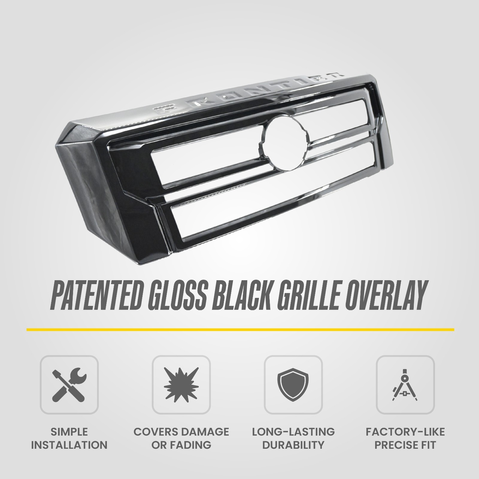 Chrome Delete Tape-On Grille Overlay For 2022-2024 Nissan Frontier
