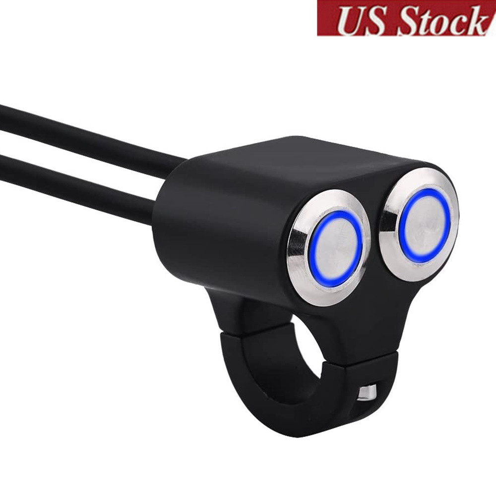 7/8” Motorcycle Handlebar Headlight Fog Spot Light Dual on off Switch 12V 22mm