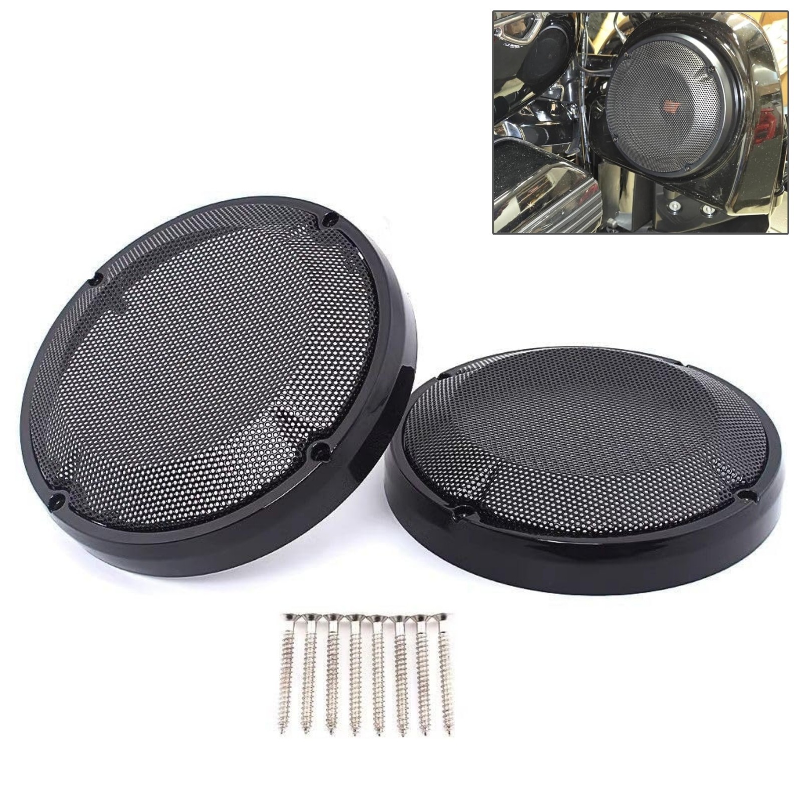 Black 6.5″ Speaker Grill Cover Lower Vented Fairing Lid Harley Touring 1983-2023