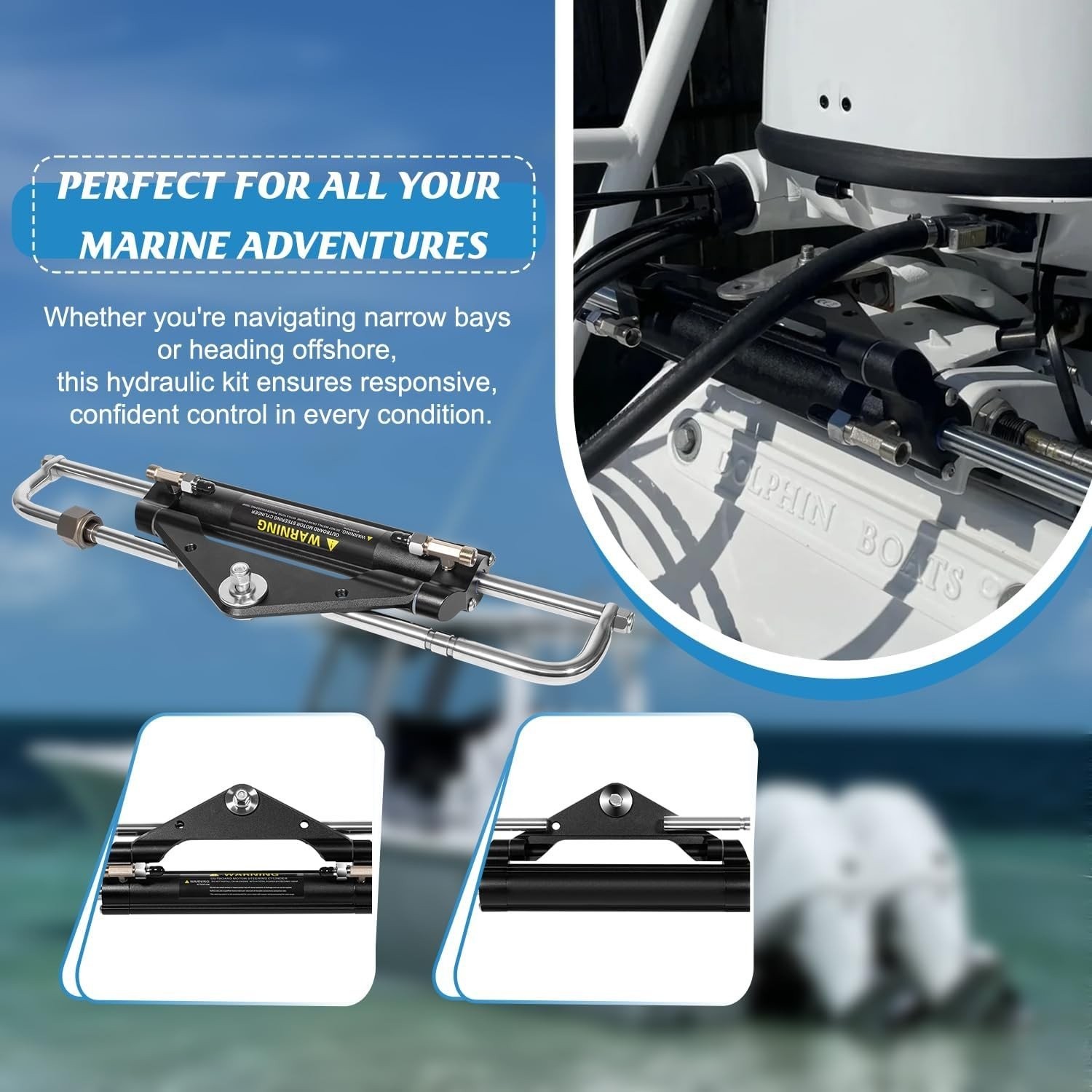 150HP Marine Boat Hydraulic Outboard Steering Cylinder Kit for Seastar HC4645H