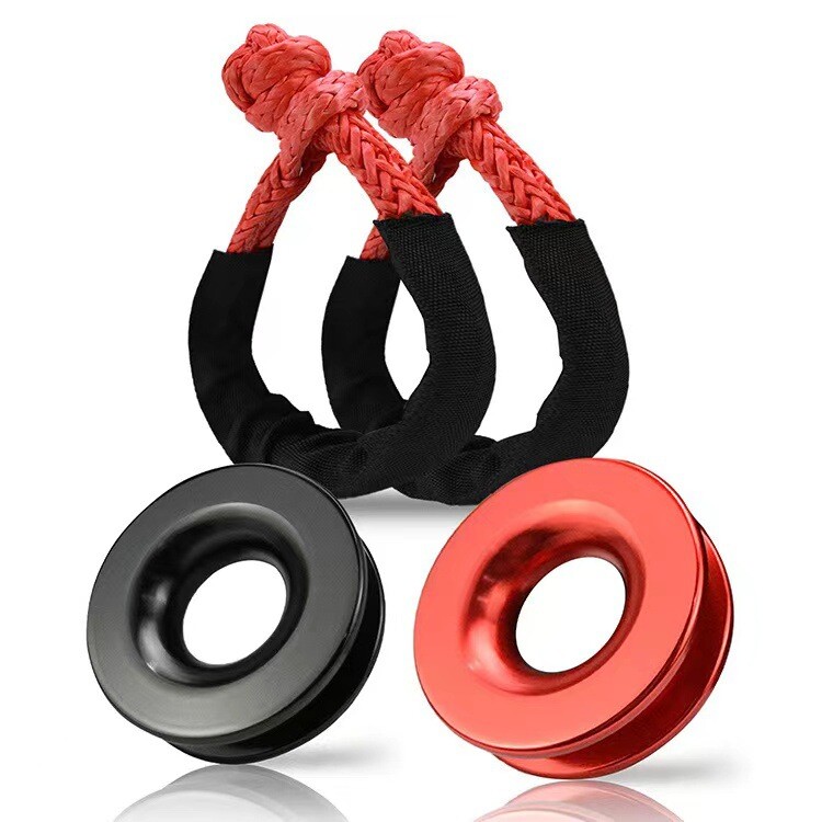 Heavy Duty Recovery Ring Snatch Block Pulley w/ Soft Shackle Tow Winch Rope