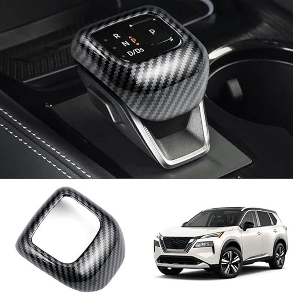 ABS Carbon Fiber Gear Shift Knob Cover Trim For Nissan Rogue 2021 2022 2023