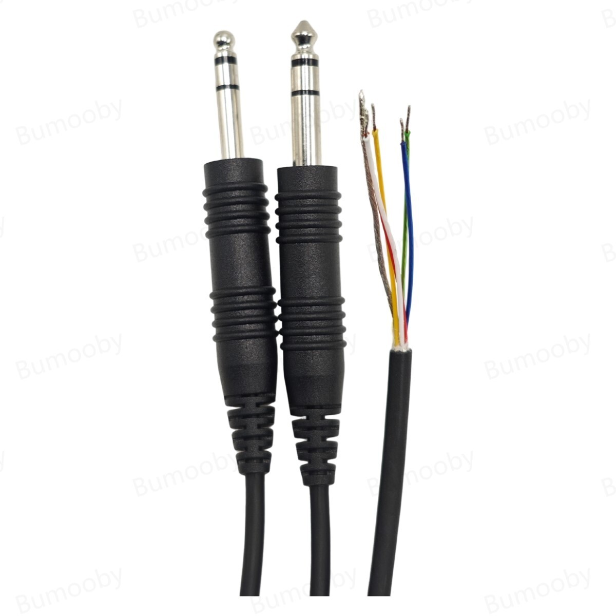 Dual GA Plug Replacement Cable for Aviation Headsets with 6.35mm 5.2mm Bare Wire