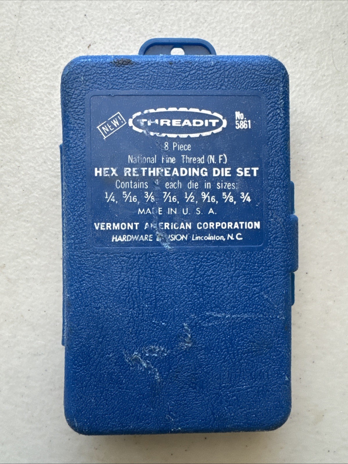 Vermont American Hex Rethreading Die Set, 8 Pieces Threads 5861, Made in USA