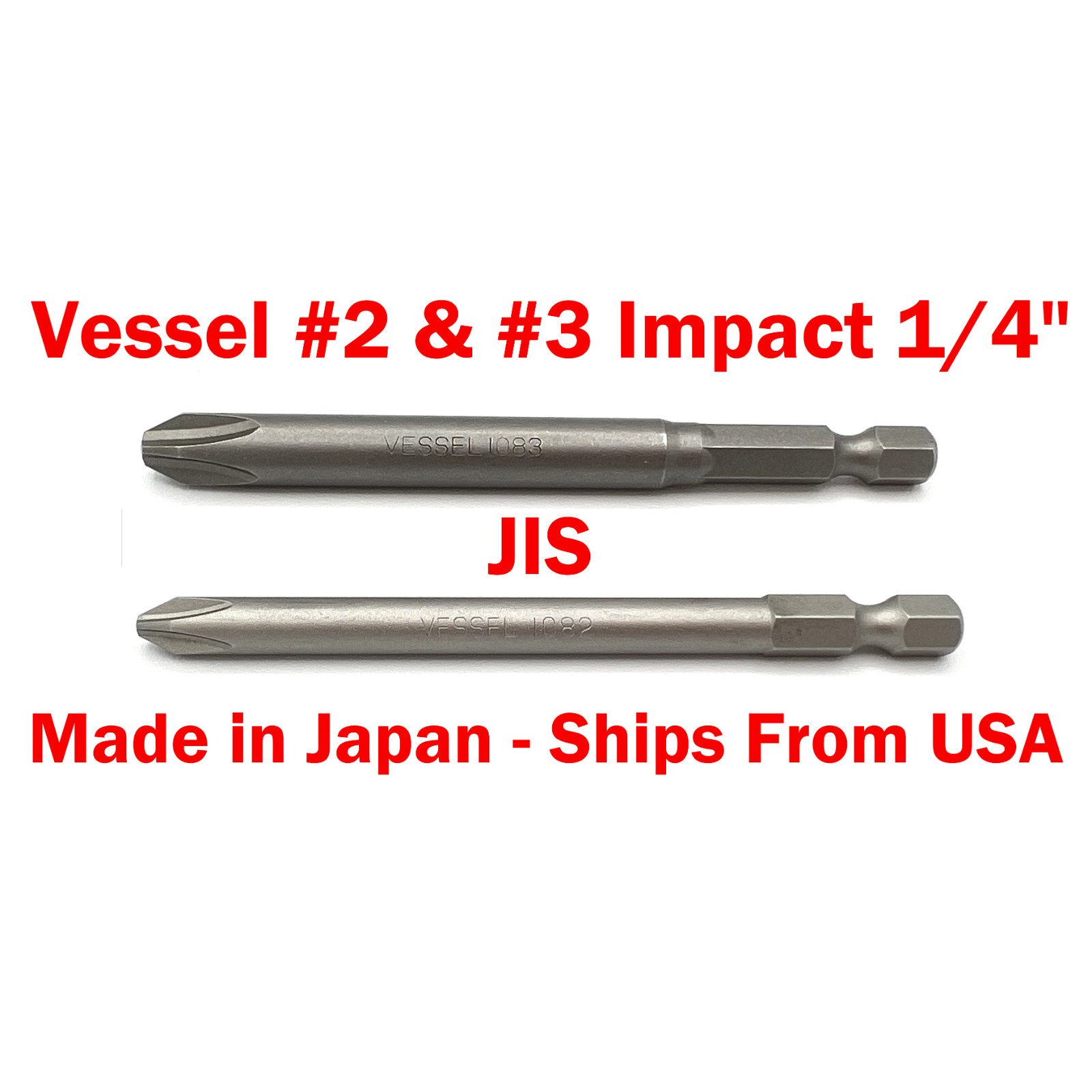 Genuine Vessel JIS #2 #3 Impact Driver Bit Set for Japanese Motorcycle Screws