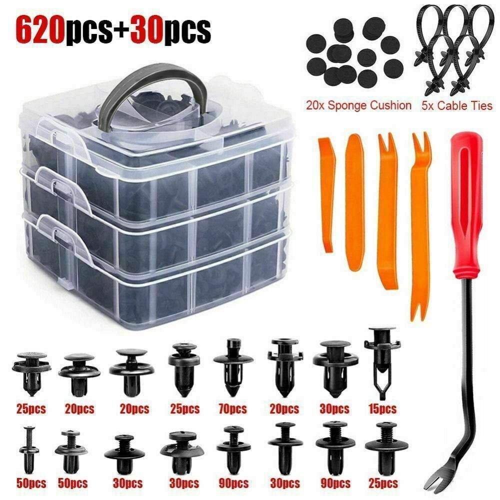 650PCS Car Body Retainer Clips Auto Fasteners Push Trim Pin Rivet Bumper Kit US